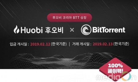 후오비 코리아, ‘비트토렌트 토큰’ 상장 기념 100% 페이백 이벤트 진행